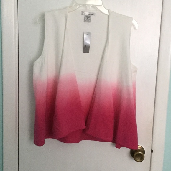 WD.NY Sweaters - WD.NY - Ombré Open Front Sleeveless Pink Sweater